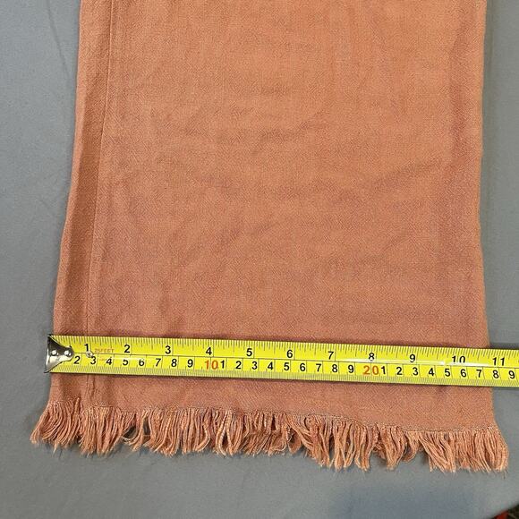 Umgee Small Orange Wide Leg Linen Blend Elastic Waist Freyed Hem Pants Pockets - Picture 4 of 9